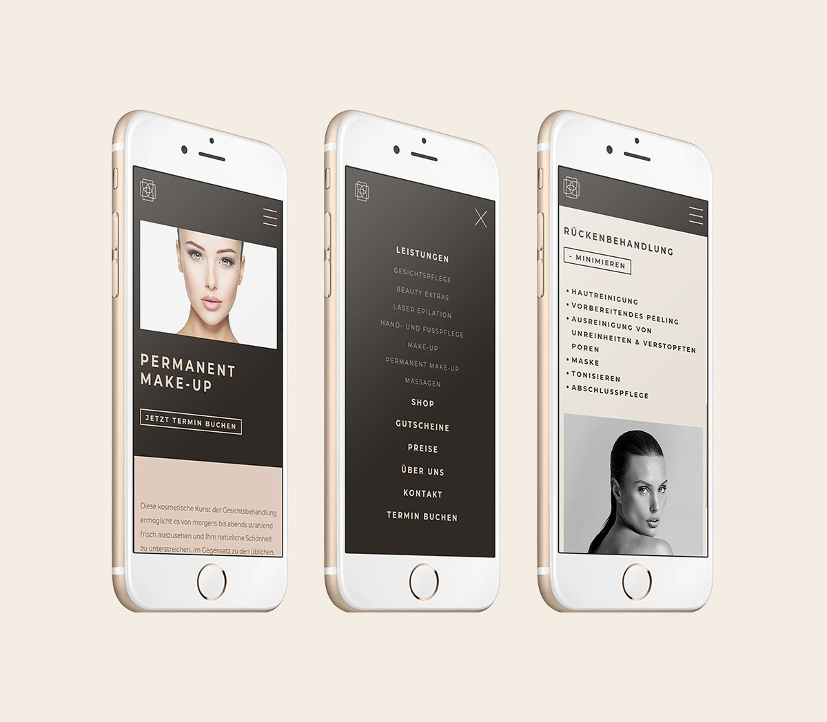 Iphones mit mobiler Version der Beauty Spa Website